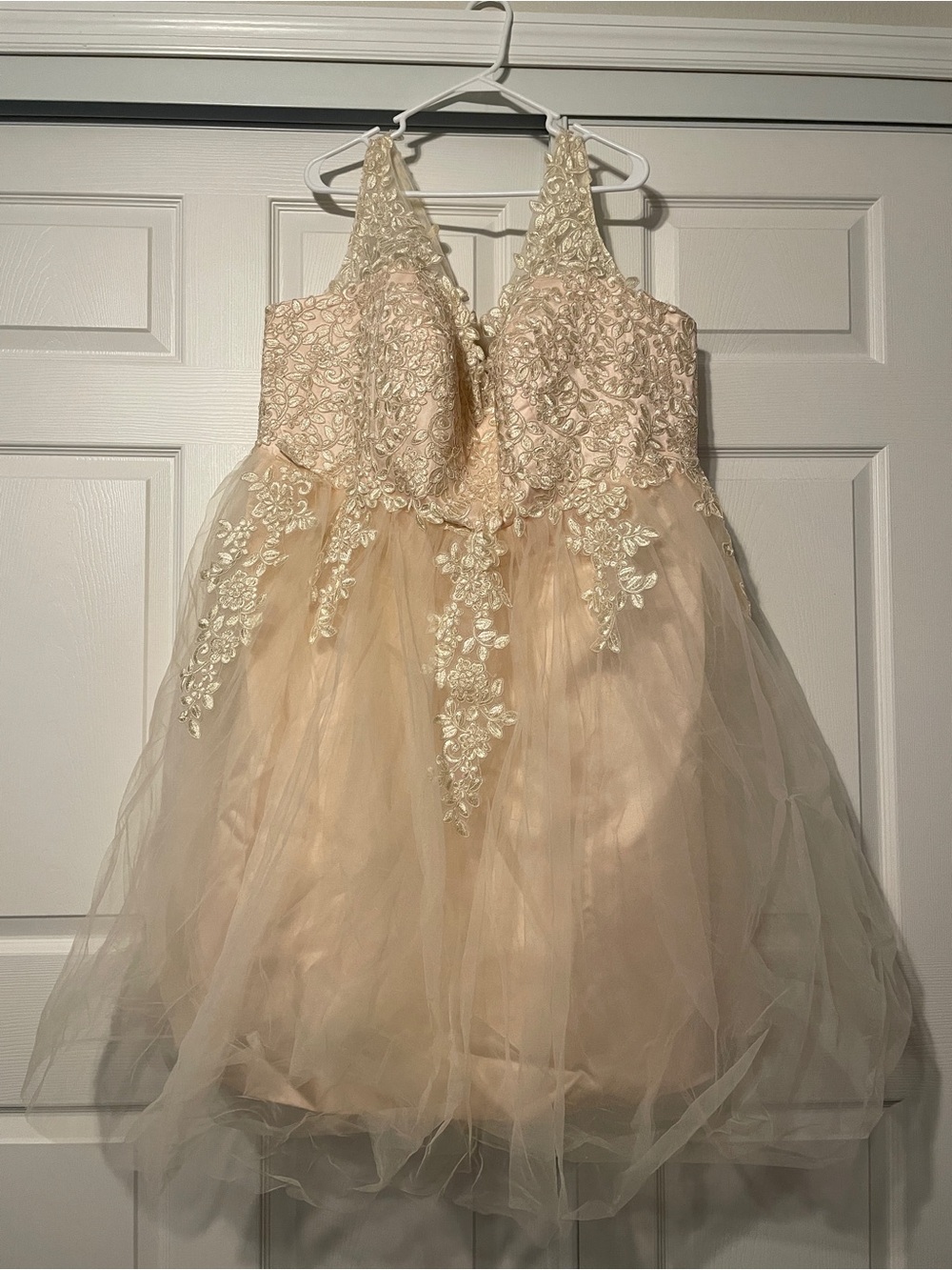 Unique Vintage Tea Length Cream Wedding Dress - 5x